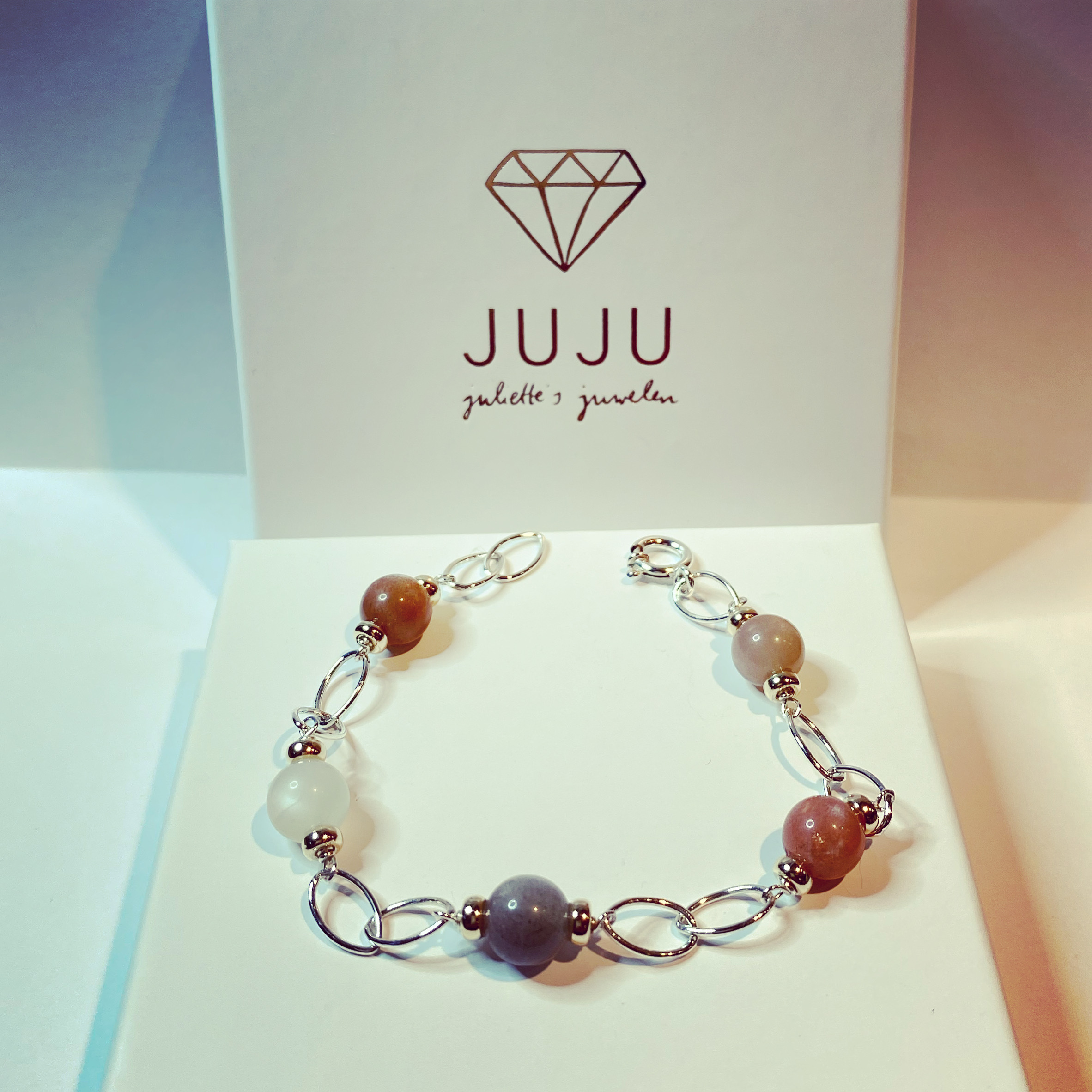 Zilveren grote schakel armband