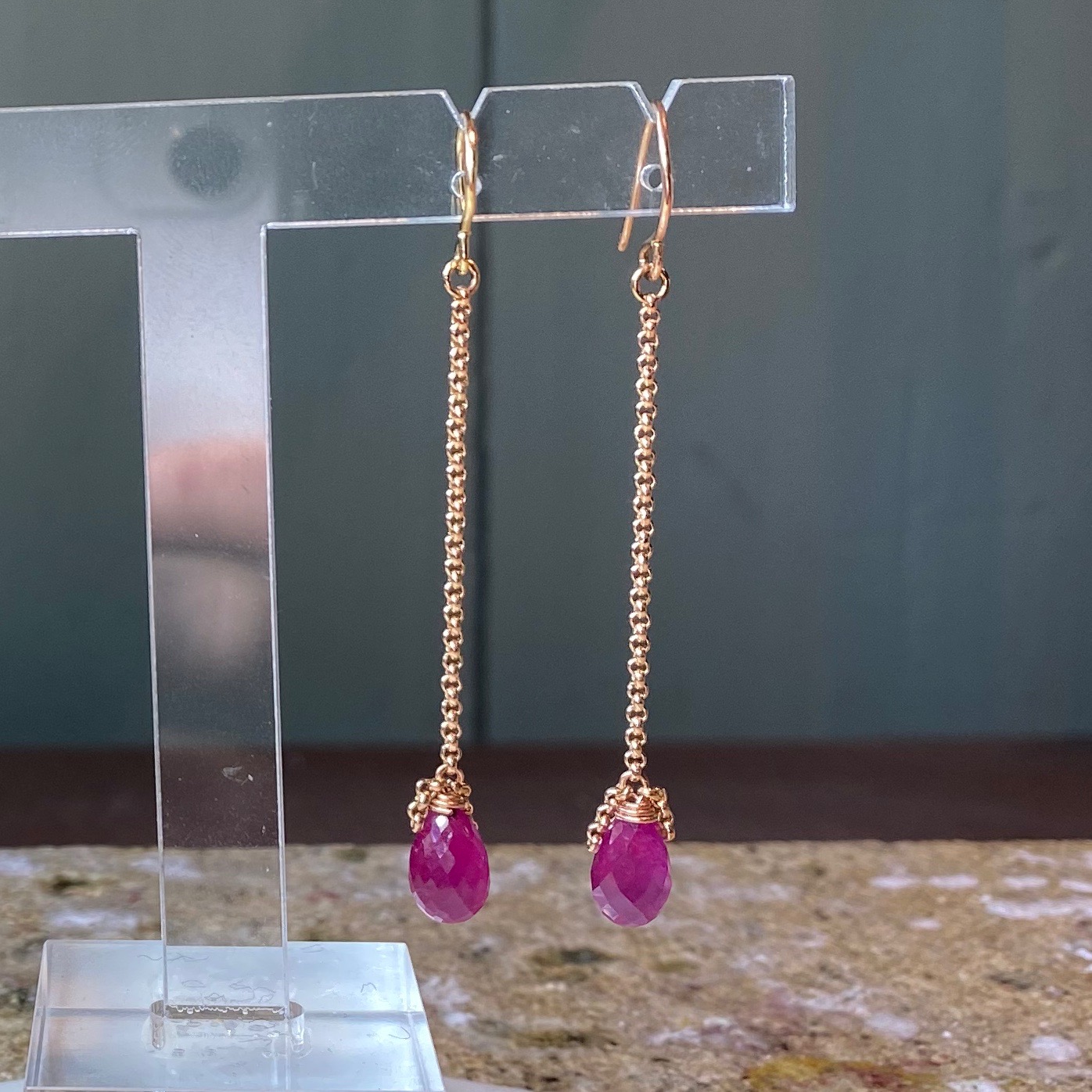 Rosé gouden oorhangers
